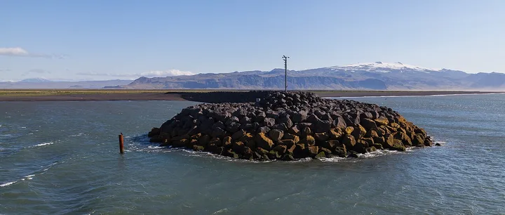 Landeyjahöfn harbour on the south coast of Iceland.