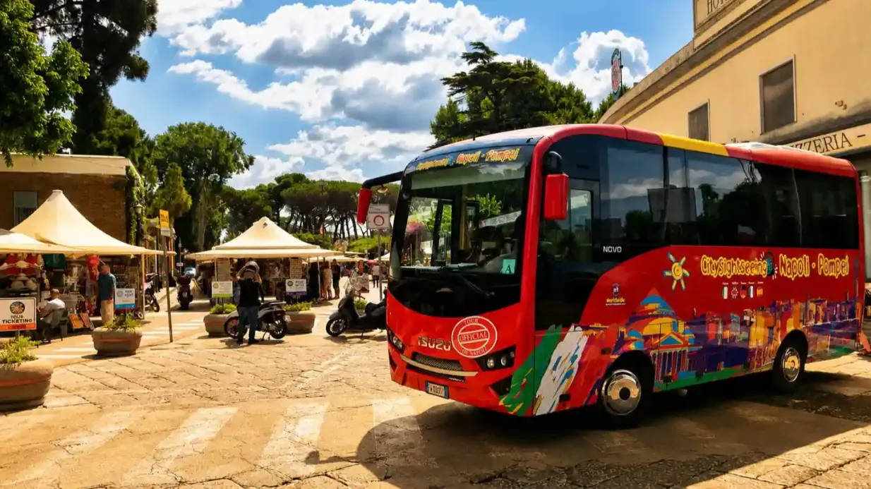 Sólo transporte: Viaje de ida y vuelta en autobús de enlace de Nápoles a Pompeya Operado por Sightseeing Experience SRL