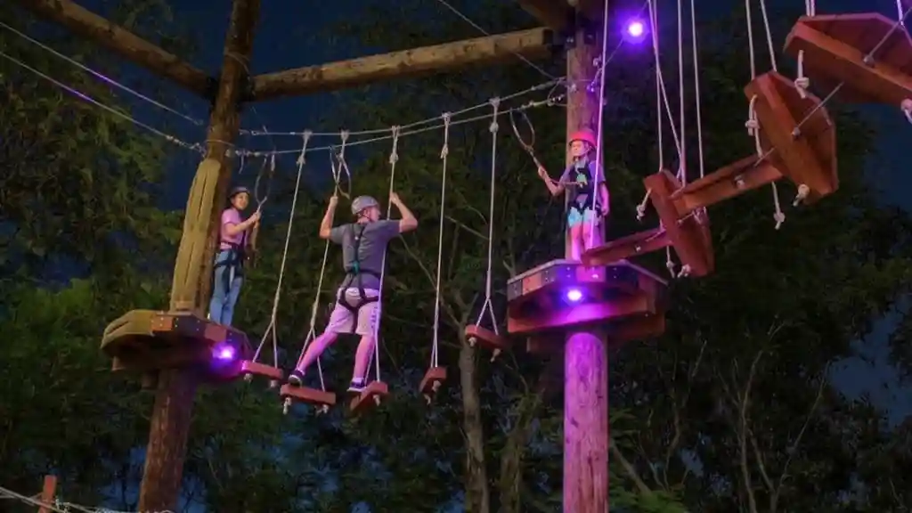 Parc d'aventure Coral Crater : Parcours d'aventure Ninja nocturne + Feu de camp et S'mores Fournie par Coral Crater Adventure Park