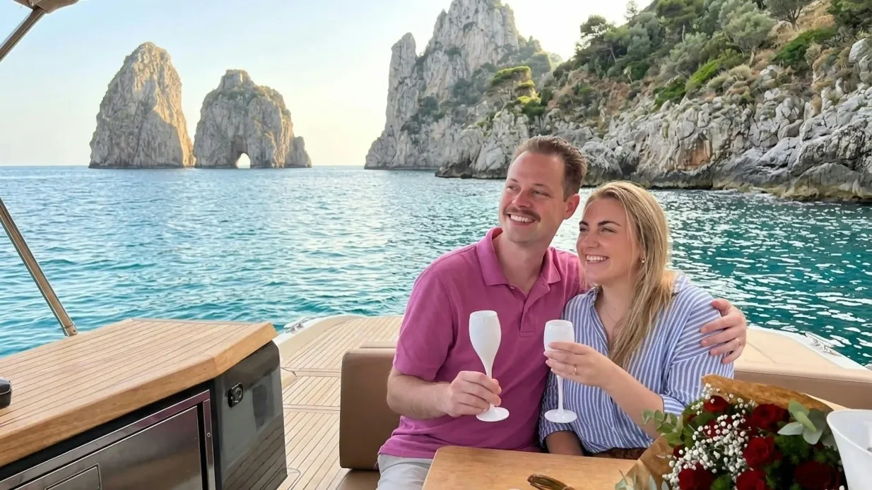 Capri: Tour guidato in barca + Brunch + Bevande + Visita alla Grotta Azzurra Fornito da T-Bros srl