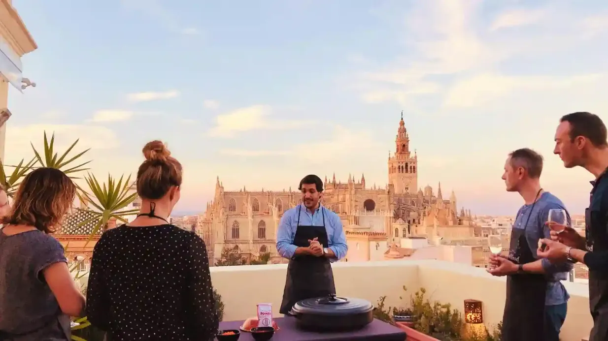 Sevilla: Paella Cooking Class & Panoramic Highlights Rooftop Tour Provided by Paella Legacy