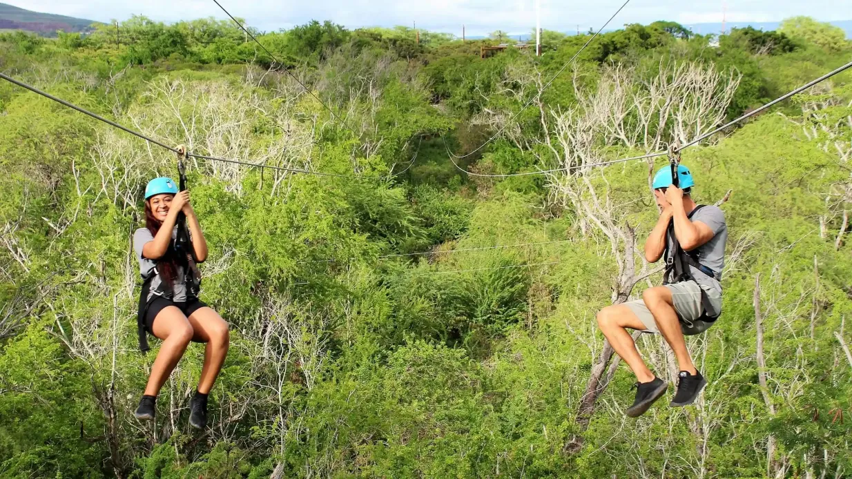 Parc Coral Crater et Wet 'n' Wild Hawaii : Zip & Dip + Transport de Waikiki Fournie par Coral Crater Adventure Park
