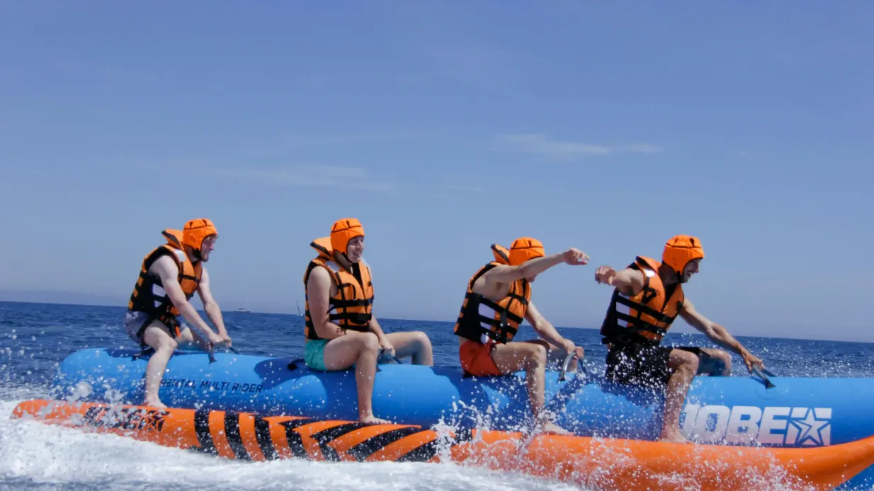 Barcelona: Banana Boat Challenge Provided by Vip Rental Barcelona SL