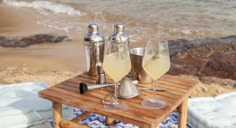 Cocktails gregos na praia