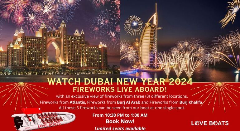 Fogo de artifício Ano Novo 2024 Organizado por Love Boats UAE