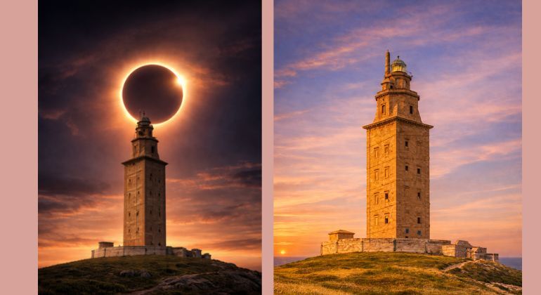 Tour do Eclipse Solar A Corunha com visita guiada à cidade