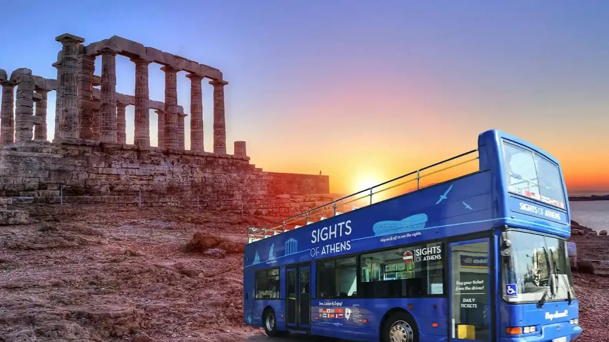 Sights of Athens Combo: Ônibus hop-on hop-off + Passeio ao pôr do sol em Cape Sounion